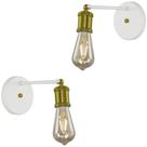 Kit 2 Arandela Articulada Retro Nordic Branco/Dourado