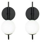 Kit 2 Arandela Curva Globo 12 Jabuticaba Preto Fosco Bivolt