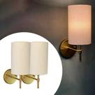Kit 2 Arandela de Parede Dourado base alumínio Bivolt C/ Cúpula algodão Bege