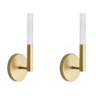 Kit 2 Arandela de Parede Veneza Tubo Difusor em Acrilico Dourado Fosco