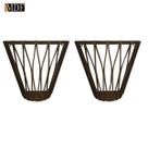 Kit 2 Arandela Design Sanfonada Mdf Madeira Imbuia