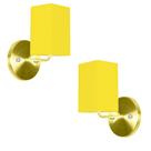 Kit 2 Arandela Dourado De Cupula Quadrada Amarelo