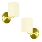 Kit 2 Arandela Dourado De Cupula Quadrada Bege