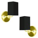 Kit 2 Arandela Dourado De Cupula Quadrada Preto