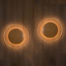 Kit 2 Arandela Eclipse Castanho Vidro Piastra Cristal Led Branco Quente 30cm Madelustre