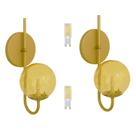 Kit 2 Arandela Globo Ambar 12 Jabuticaba Dourado Fosco C/Led