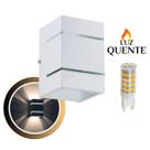 Kit 2 Arandela Katarina Em Alumínio 15X10X10cm Bivolt Led G9 Com Lâmpada Interna Externa Muro Parede - 115 Kit 2 Arandela Katarina Em Alumínio 15X10X10cm Bivolt Led G9 Com Lâmpada Interna Externa Muro Parede - 115
