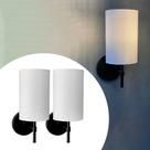 Kit 2 Arandela Luminária De Parede Clássica Nayara Preto Com Cúpula algodão branco