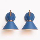 Kit 2 Arandela Parede Berlin 15cm Azul C/ Cobre