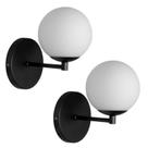 Kit 2 Arandela Parede Reta Globo 12 Jabuticaba Preto Fosco