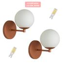 Kit 2 Arandela Reta Globo 12 Jabuticaba Cobre Fosco C/ Led