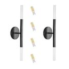 kit 2 Arandela Tubo 2 Difusores Acrilico Preto Fosco C/ Led