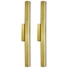 Kit 2 Arandela Tubo Cilindro Alumínio Dourado 40cm