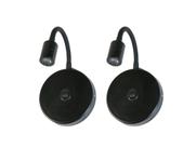 Kit 2 Arandelas Com Led Com Haste Flexível 1w Bivolt Preto