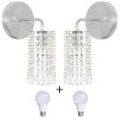 Kit 2 Arandelas Cristal Acrilico Clearcrillic Redonda + Lamp