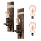 Kit 2 Arandelas Luminária de Parede Colonial em Madeira Maciça Rústica e Sisal Ideal para Sítios Chácaras Chalés Retrô Vintage Kit 2 Arandelas Luminária de Parede Colonial em Madeira Maciça Rústica e Sisal Ideal para Sítios Chácaras Chalés Retrô Vintage