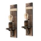 Kit 2 Arandelas Luminária de Parede Colonial em Madeira Maciça Rústica e Sisal - Ideal para Sítios Chácaras Chalés Retrô Vintage