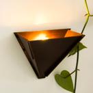 Kit 2 Arandelas Luminária Decorativa Vazado Aletado Madeira Triangular 12x17cm Soq G9
