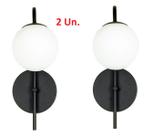 Kit 2 Arandelas Luminária Ignis Globo 12 cm Moderno Preto 001
