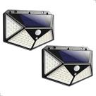 Kit 2 Arandelas Solar 100 LED Com Sensor De Presença IP65 6500K