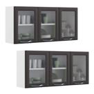 Kit 2 Armários Aéreos Multiuso Itatiaia Aço 3 Portas Com Vidro New Premium Cozinha e Área de Serviço Grafite