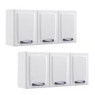 Kit 2 Armários Aéreos Multiuso Itatiaia Aço 3 Portas New Premium Cozinha e Área de Serviço Branco Neve
