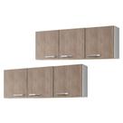 Kit 2 Armários Aéreos Parma 150cm 3 Portas Branco/Castanho - Lumil Móveis Kit 2 Armários Aéreos Parma 150cm 3 Portas Branco/Castanho - Lumil Móveis