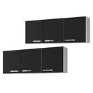 Kit 2 Armários Aéreos Parma 150cm 3 Portas Branco/Preto - Lumil Móveis Kit 2 Armários Aéreos Parma 150cm 3 Portas Branco/Preto - Lumil Móveis