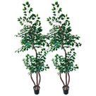 Kit 2 Árvore Artificial Curva Fícus Verde Sem Vaso Decoração