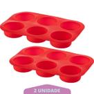 Kit 2 Assadeiras Silicone Cupcake Retangular Sortida Bolinho