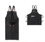 Kit*2 Avental De Couro E Jeans Chef De Cozinha Barista Cabeleireir