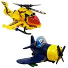 Kit 2 Avião Brinquedo Infantil Exército Helicoptero Militar