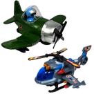 Kit 2 Avião Brinquedo Infantil Exército Helicoptero Militar
