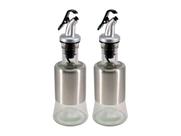 Kit 2 Azeiteiro Vinagreiro Recipiente em Vidro e Inox com Bico Dosador