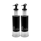 Kit 2 Azeiteiro Vinagreiro Recipiente em Vidro e Inox Preto com Bico Dosador