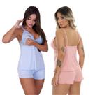 Kit 2 Baby Doll Amamentação Feminino Maternidade Abre Fácil Pós Parto Gestante Short Para Dormir Kit 2 Baby Doll Amamentação Feminino Maternidade Abre Fácil Pós Parto Gestante Short Para Dormir