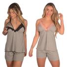 Kit 2 Baby Doll Pijama Amamentação Luxo de Malha Rendado Renda Pós Parto Grávida Short Dool para Amamentar Algodão Adulto Curto Dormir Feminina Verão