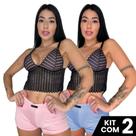 Kit 2 Baby Doll Sensual Short Doll Com Renda Luxo Baby Doll