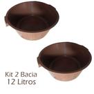 Kit 2 Bacias Plástica Canelada C/ Alça Multiuso 12L Arqplast