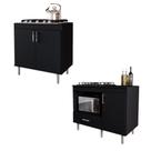 Kit 2 Balcão Para Cooktop 5 Bocas 0,80m e 1,05m Turim Preto