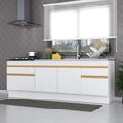 Kit 2 Balcões Com Rodapé Gabinete Pia 150 Cm E Cooktop 70 Cm Veneza Gw Multimóveis Mp2108 Branco