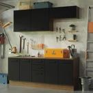 Kit 2 Balcões e 2 Armários Aéreos 200cm Rustic/preto