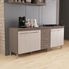 Kit 2 Balcões Modulados Gabinete Pia 120cm e Cooktop 70cm Com Tampo Paris Fidelitá Nogal/Salinas