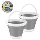 Kit 2 Balde Dobrável Retrátil 10 Litros Silicone Compacto