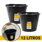 Kit 2 Balde Plástico Uso Geral 12 Litros Reforçado Com Alça Vonder