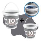 Kit 2 Baldes Dobrável Retrátil Silicone Limpeza 10 Litros POWERMAID