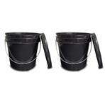 Kit 2 Baldes Preto 10 Litros Reforçado Uso Geral Tampa e Alça Plástica