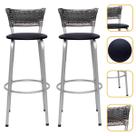 Kit 2 Banco Banqueta 70cm Estrutura Prata Encosto Junco Degradê Alta Para Balcão Area Gourmet Piscina Bistrô Itagold