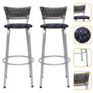 Kit 2 Banco Banqueta 70cm Estrutura Prata Encosto Junco Degradê Alta Para Balcão Area Gourmet Piscina Bistrô Itagold