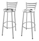 Kit 2 Banco Banqueta Alta Bar Gourmet Encosto Chapa Prata